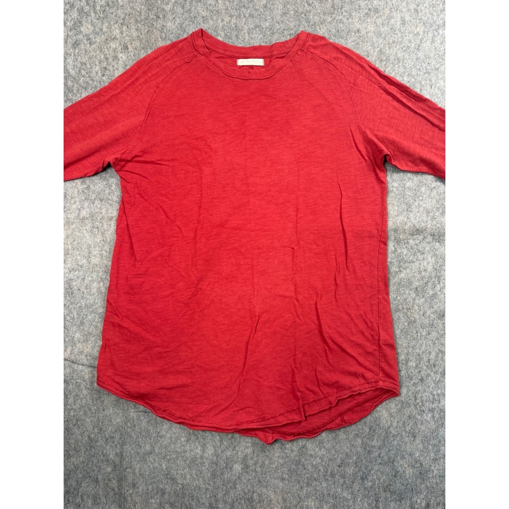 We The Free Mens Red Slub Knit Long Sleeve T-Shirt Thumbhole Cuffs‎ Medium